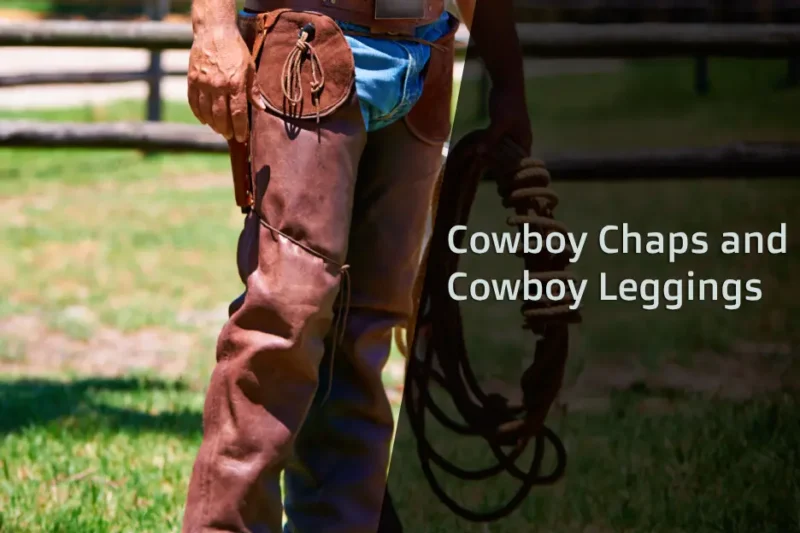 Cowboy chaps and leggings, originally designed for horseback riding, offer protection from rough terrain and brush, with various types and materials available for durability and comfort.